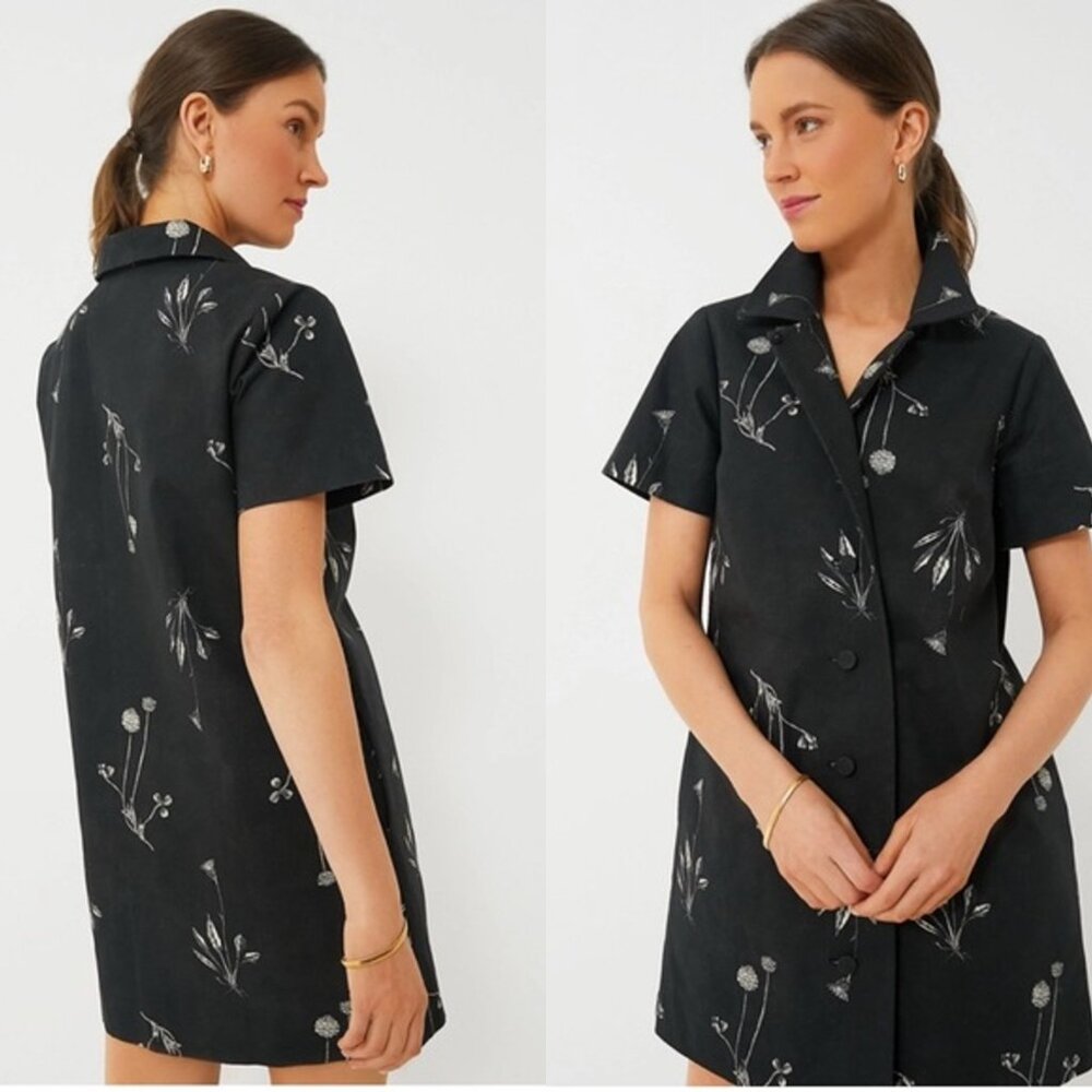 Tuckernuck NEW Black Meadow Rue Marley Collared Cotton Mini Dress Size XL - Picture 2 of 11
